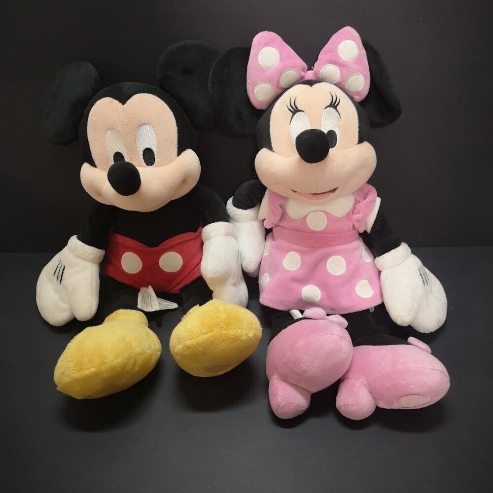 Disney Store Exclusive Minnie Mouse & Mickey Mouse Stuffed Plush 17" Tall